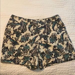 Loft linen 4’ paisley shorts